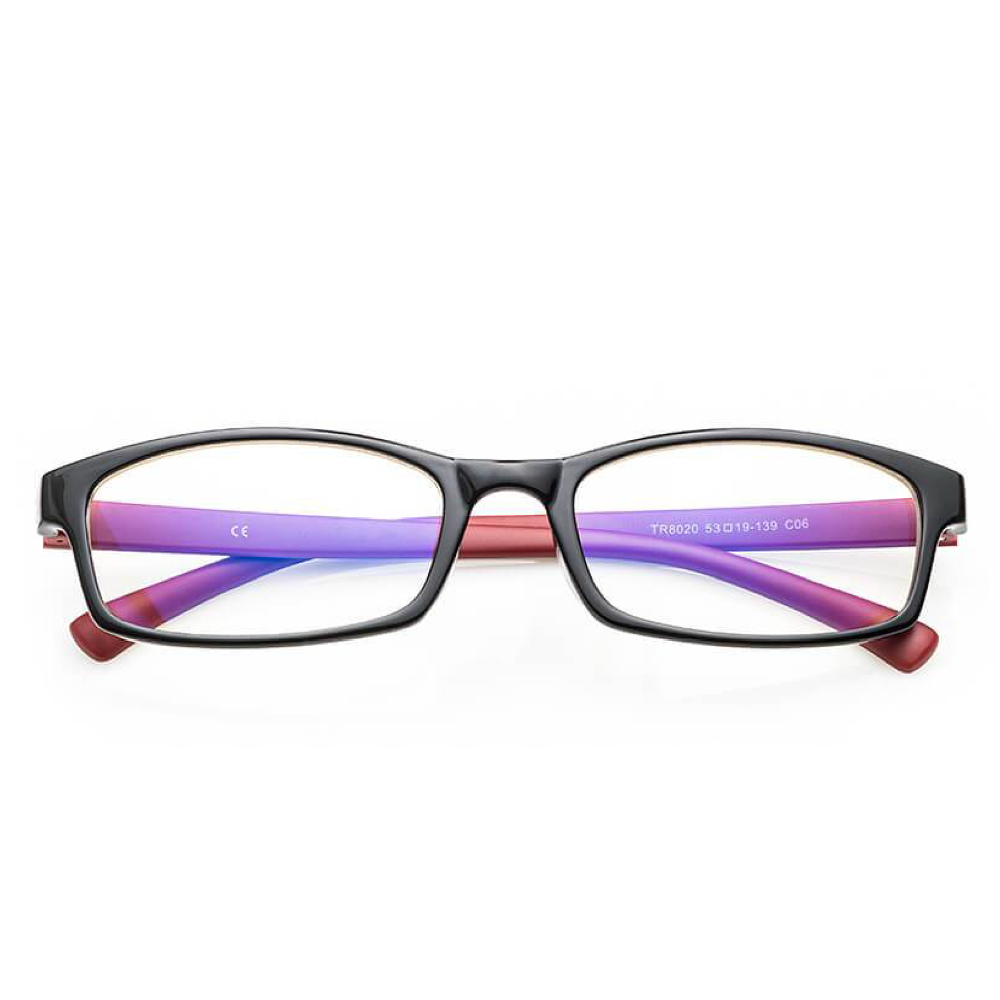 Black frame with red accents
