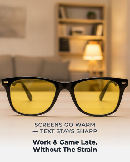 PROSPEK Ultimate S221 yellow lens blue light glasses - screens go warm, text stays sharp