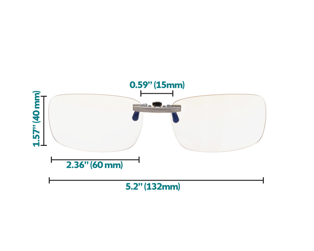 Pro blue light blocking clip-on glasses dimensions