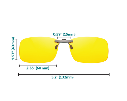 Elite blue light blocking clip-on glasses dimensions
