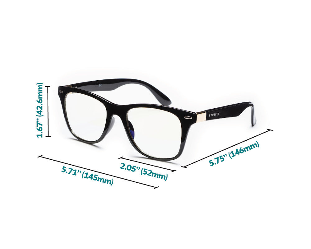 Wayfarer blue light blocking computer glasses dimensions